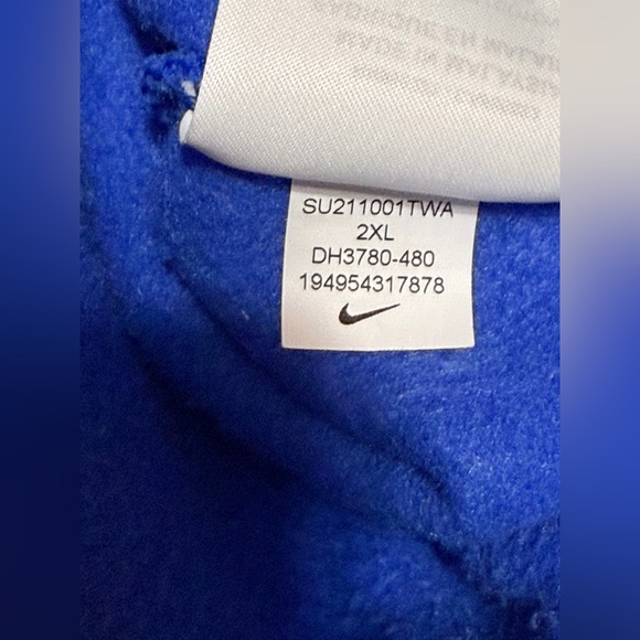 Nike Unisex Blue Crewneck Sweatshirt XXL Colorblock Gray Sleeves Athletic Look - Picture 12 of 12